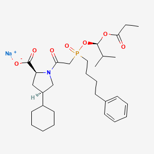 sodium;(2S,4R)-4-cyclohexyl-1-[2-[[(1R)-2-methyl-1-propanoyloxypropoxy]-(4-phenylbutyl)phosphoryl]acetyl]pyrrolidine-2-carboxylate