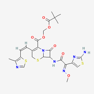 2,2-dimethylpropanoyloxymethyl 7-[[(2E)-2-(2-amino-1,3-thiazol-4-yl)-2-methoxyiminoacetyl]amino]-3-[(Z)-2-(4-methyl-1,3-thiazol-5-yl)ethenyl]-8-oxo-5-thia-1-azabicyclo[4.2.0]oct-2-ene-2-carboxylate