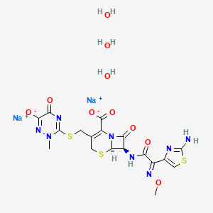 disodium;(6R,7R)-7-[[(2E)-2-(2-amino-1,3-thiazol-4-yl)-2-methoxyiminoacetyl]amino]-3-[(2-methyl-6-oxido-5-oxo-1,2,4-triazin-3-yl)sulfanylmethyl]-8-oxo-5-thia-1-azabicyclo[4.2.0]oct-2-ene-2-carboxylate;trihydrate