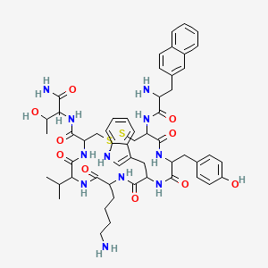 10-(4-aminobutyl)-N-(1-amino-3-hydroxy-1-oxobutan-2-yl)-19-[(2-amino-3-naphthalen-2-ylpropanoyl)amino]-16-[(4-hydroxyphenyl)methyl]-13-(1H-indol-3-ylmethyl)-6,9,12,15,18-pentaoxo-7-propan-2-yl-1,2-dithia-5,8,11,14,17-pentazacycloicosane-4-carboxamide