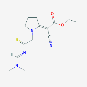 ethyl 2-cyano-2-[1-[2-(dimethylaminomethylideneamino)-2-sulfanylideneethyl]pyrrolidin-2-ylidene]acetate