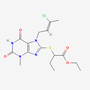 ethyl 2-[7-[(Z)-3-chlorobut-2-enyl]-3-methyl-2,6-dioxopurin-8-yl]sulfanylbutanoate