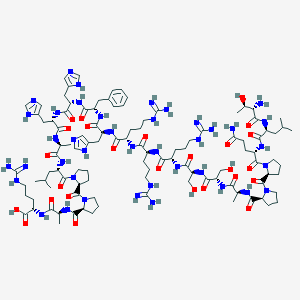 (2S)-2-[[(2S)-2-[[(2S)-1-[(2S)-1-[(2S)-2-[[(2S)-2-[[(2S)-2-[[(2S)-2-[[(2S)-2-[[(2S)-2-[[(2S)-2-[[(2S)-2-[[(2S)-2-[[(2S)-2-[[(2S)-2-[[(2S)-2-[[(2S)-1-[(2S)-1-[(2S)-5-amino-2-[[(2S)-2-[[(2S,3R)-2-amino-3-hydroxybutanoyl]amino]-4-methylpentanoyl]amino]-5-oxopentanoyl]pyrrolidine-2-carbonyl]pyrrolidine-2-carbonyl]amino]propanoyl]amino]-3-hydroxypropanoyl]amino]-3-hydroxypropanoyl]amino]-5-carbamimidamidopentanoyl]amino]-5-carbamimidamidopentanoyl]amino]-5-carbamimidamidopentanoyl]amino]-3-(1H-imidazol-5-yl)propanoyl]amino]-3-phenylpropanoyl]amino]-3-(1H-imidazol-5-yl)propanoyl]amino]-3-(1H-imidazol-5-yl)propanoyl]amino]propanoyl]amino]-4-methylpentanoyl]pyrrolidine-2-carbonyl]pyrrolidine-2-carbonyl]amino]propanoyl]amino]-5-carbamimidamidopentanoic acid