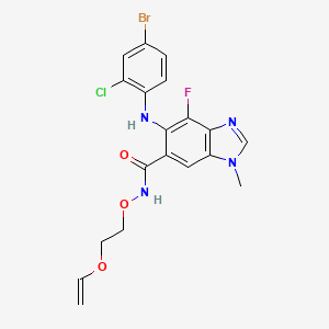 molecular formula C19H17BrClFN4O3 B1376880 5-((4-Bromo-2-chlorophenyl)amino)-4-fluoro-1-methyl-N-(2-(vinyloxy)ethoxy)-1H-benzo[d]imidazole-6-carboxamide CAS No. 606144-05-2