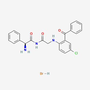 B14443491 Benzeneacetamide, alpha-amino-N-((((2-benzoyl-4-chlorophenyl)amino)carbonyl)methyl)-, monohydrobromide CAS No. 76375-85-4