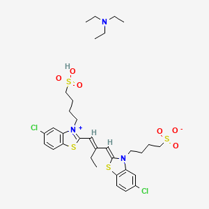 B14496818 4-[(2Z)-5-chloro-2-[(2E)-2-[[5-chloro-3-(4-sulfobutyl)-1,3-benzothiazol-3-ium-2-yl]methylidene]butylidene]-1,3-benzothiazol-3-yl]butane-1-sulfonate;N,N-diethylethanamine CAS No. 63450-48-6