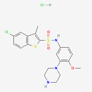 5-chloro-N-(4-methoxy-3-piperazin-1-ylphenyl)-3-methyl-1-benzothiophene-2-sulfonamide;hydrochloride