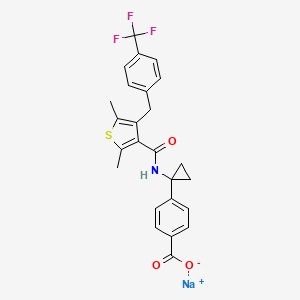 sodium;4-[1-[[2,5-dimethyl-4-[[4-(trifluoromethyl)phenyl]methyl]thiophene-3-carbonyl]amino]cyclopropyl]benzoate