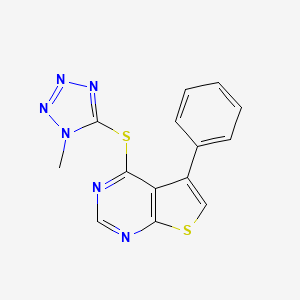 1-methyl-5-({5-phenylthieno[2,3-d]pyrimidin-4-yl}sulfanyl)-1H-1,2,3,4-tetrazole