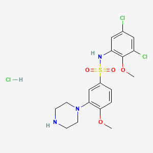 N-(3,5-dichloro-2-methoxyphenyl)-4-methoxy-3-piperazin-1-ylbenzenesulfonamide;hydrochloride