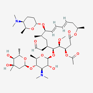 [(4R,5S,6S,7R,9R,10R,11E,13E,16R)-6-[(2S,3R,4R,5S,6R)-5-[(2S,4R,5S,6S)-4,5-dihydroxy-4,6-dimethyloxan-2-yl]oxy-4-(dimethylamino)-3-hydroxy-6-methyloxan-2-yl]oxy-10-[(2R,5S,6R)-5-(dimethylamino)-6-methyloxan-2-yl]oxy-5-methoxy-9,16-dimethyl-2-oxo-7-(2-oxoethyl)-1-oxacyclohexadeca-11,13-dien-4-yl] acetate