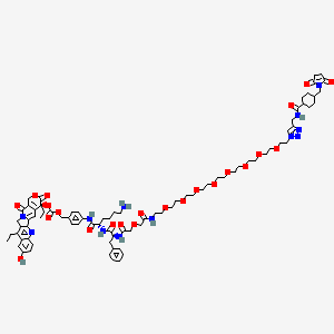 [4-[[(2S)-6-amino-2-[[(2S)-2-[[2-[2-[2-[2-[2-[2-[2-[2-[2-[2-[2-[4-[[[4-[(2,5-dioxopyrrol-1-yl)methyl]cyclohexanecarbonyl]amino]methyl]triazol-1-yl]ethoxy]ethoxy]ethoxy]ethoxy]ethoxy]ethoxy]ethoxy]ethoxy]ethylamino]-2-oxoethoxy]acetyl]amino]-3-phenylpropanoyl]amino]hexanoyl]amino]phenyl]methyl [(19S)-10,19-diethyl-7-hydroxy-14,18-dioxo-17-oxa-3,13-diazapentacyclo[11.8.0.02,11.04,9.015,20]henicosa-1(21),2,4(9),5,7,10,15(20)-heptaen-19-yl] carbonate