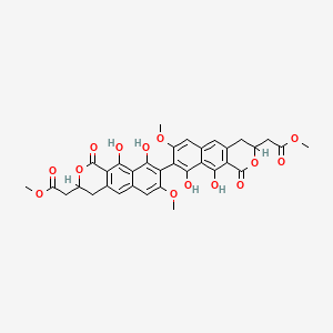 Methyl 2-[8-[9,10-dihydroxy-7-methoxy-3-(2-methoxy-2-oxoethyl)-1-oxo-3,4-dihydrobenzo[g]isochromen-8-yl]-9,10-dihydroxy-7-methoxy-1-oxo-3,4-dihydrobenzo[g]isochromen-3-yl]acetate