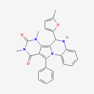 12,14-dimethyl-9-(5-methylfuran-2-yl)-17-phenyl-1,8,12,14-tetrazatetracyclo[8.7.0.02,7.011,16]heptadeca-2,4,6,10,16-pentaene-13,15-dione