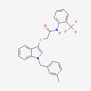 B2618829 2-({1-[(3-methylphenyl)methyl]-1H-indol-3-yl}sulfanyl)-N-[2-(trifluoromethyl)phenyl]acetamide CAS No. 681275-85-4