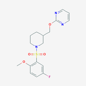 B2625233 2-{[1-(5-Fluoro-2-methoxybenzenesulfonyl)piperidin-3-yl]methoxy}pyrimidine CAS No. 2379978-85-3