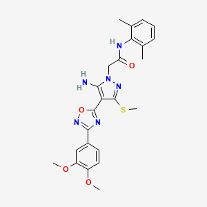 B2644631 2-{5-amino-4-[3-(3,4-dimethoxyphenyl)-1,2,4-oxadiazol-5-yl]-3-(methylsulfanyl)-1H-pyrazol-1-yl}-N-(2,6-dimethylphenyl)acetamide CAS No. 1019098-96-4