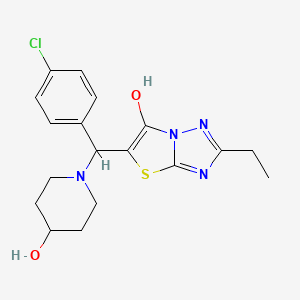 B2769877 1-[(4-chlorophenyl)({2-ethyl-6-hydroxy-[1,2,4]triazolo[3,2-b][1,3]thiazol-5-yl})methyl]piperidin-4-ol CAS No. 898350-44-2