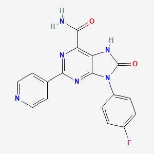 B2803342 9-(4-fluorophenyl)-8-oxo-2-(pyridin-4-yl)-8,9-dihydro-7H-purine-6-carboxamide CAS No. 869069-09-0