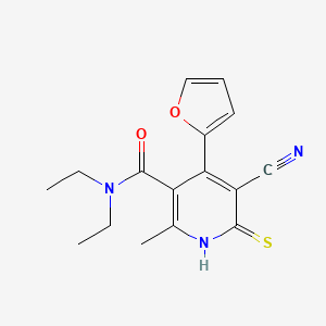 B2996334 5-cyano-N,N-diethyl-4-(2-furyl)-6-mercapto-2-methylnicotinamide CAS No. 851175-85-4