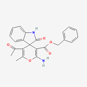 B4895432 BENZYL 3'-ACETYL-6'-AMINO-2'-METHYL-2-OXO-1,2-DIHYDROSPIRO[INDOLE-3,4'-PYRAN]-5'-CARBOXYLATE CAS No. 5678-84-2