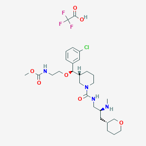 methyl N-[2-[(R)-(3-chlorophenyl)-[(3R)-1-[[(2S)-2-(methylamino)-3-[(3R)-oxan-3-yl]propyl]carbamoyl]piperidin-3-yl]methoxy]ethyl]carbamate;2,2,2-trifluoroacetic acid