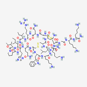 L-Lysinamide, L-alanyl-L-leucyl-L-cysteinyl-L-asparaginyl-L-cysteinyl-L-asparaginyl-L-arginyl-L-isoleucyl-L-isoleucyl-L-isoleucyl-L-prolyl-L-histidyl-L-glutaminyl-L-cysteinyl-L-tryptophyl-L-lysyl-L-lysyl-L-cysteinylglycyl-L-lysyl-, cyclic (3-->14),(5-->18)-bis(disulfide)