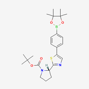 (S)-tert-butyl 2-(5-(4-(4,4,5,5-tetramethyl-1,3,2-dioxaborolan-2-yl)phenyl)thiazol-2-yl)- pyrrolidine-1-carboxylate